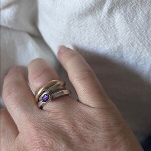 Authentic Lilly Barrack Silver Ring with Amethyst